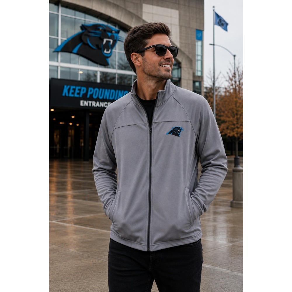 Antigua Carolina Panthers Full Zip Jacket 3XL Gray NFL Football Athletic Sporty
